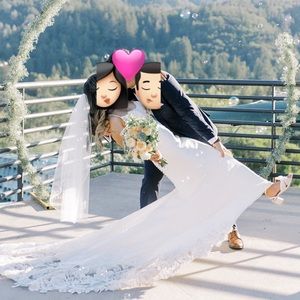 Beaded Wedding Veil - Fingertip length